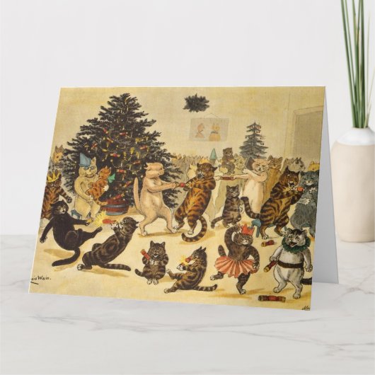 Kerstfeest van de katten - Louis Wain Kaart (Voorkant)