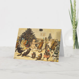 Kerstfeest van de katten - Louis Wain Notitiekaartje