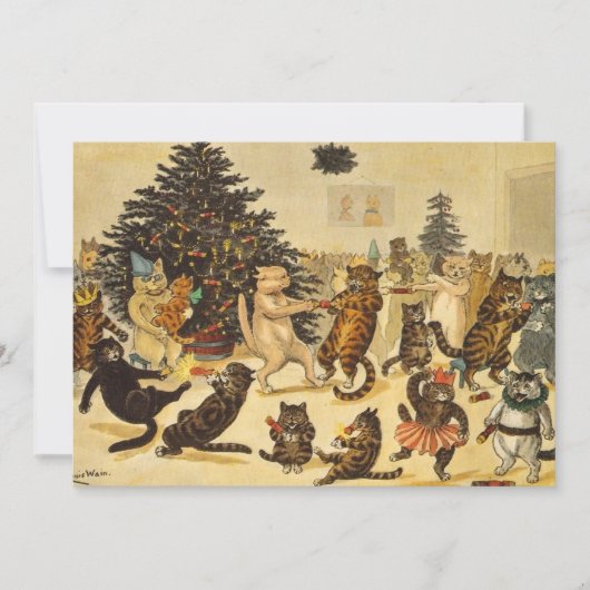 Kerstfeest van de katten van Louis Wain - Uitnodig (Voorkant)