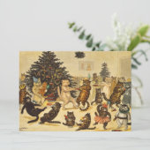 Kerstfeest van de katten van Louis Wain - Uitnodig (Staand voorkant)