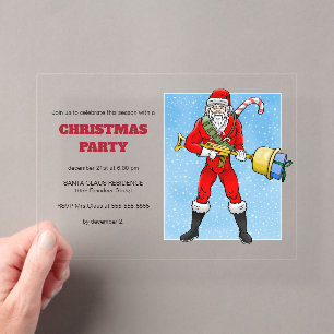 Kerstfeest van de Kerstman Acryl Uitnodigingen