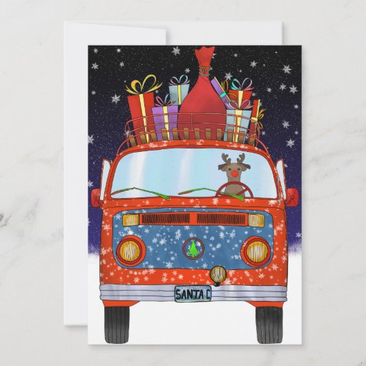 kerstfeest van de rendierpartij Cadeaus Snowy Save The Date (Achterkant)