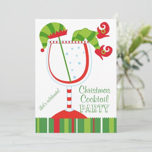 kerstfeest van Elf Cocktail Kaart (Staand voorkant)