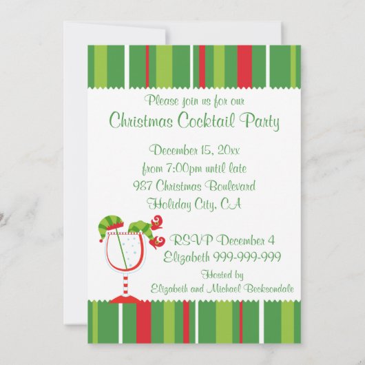 kerstfeest van Elf Cocktail Kaart (Achterkant)