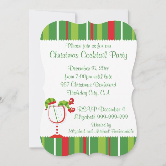 kerstfeest van Elf Cocktail Kaart (Achterkant)