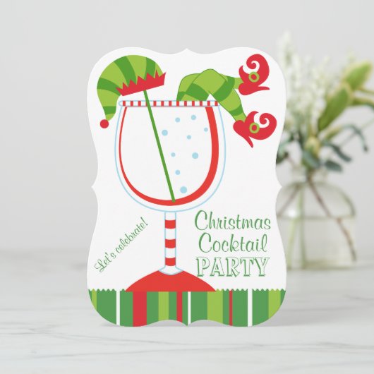 kerstfeest van Elf Cocktail Kaart (Staand voorkant)