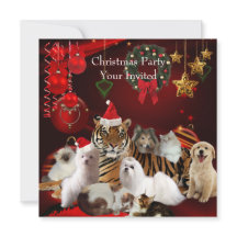 Kerstfeest van huisdieren Xmas Tijger Katten Honde