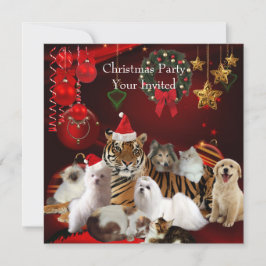 Kerstfeest van huisdieren Xmas Tijger Katten Honde Kaart