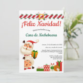 Kerstfeest van Santa Cena de Nochebuena Kaart (Staand voorkant)