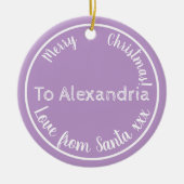 Kerstfeest van Santa Gepersonaliseerde Paarse Lila Keramisch Ornament (Voorkant)