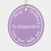 Kerstfeest van Santa Gepersonaliseerde Paarse Lila Keramisch Ornament (Links)