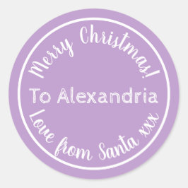 Kerstfeest van Santa Gepersonaliseerde Paarse Lila Ronde Sticker