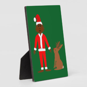 Kerstfeest van Santa Sasquatch en Jackalope Fotoplaat