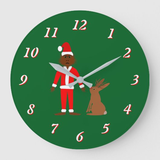 Kerstfeest van Santa Sasquatch en Jackalope Grote Klok (Voorkant)