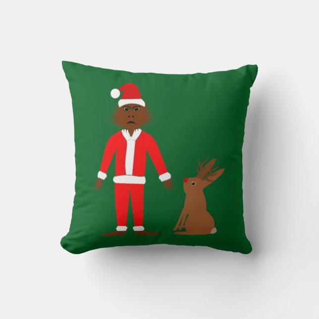 Kerstfeest van Santa Sasquatch en Jackalope Kussen (Voorkant)