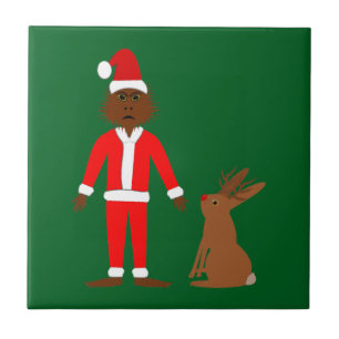 Kerstfeest van Santa Sasquatch en Jackalope Tegeltje