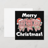 Kerstfeest Varkens Cute Varkens Kerst Uitnodiging (Voorkant / Achterkant)