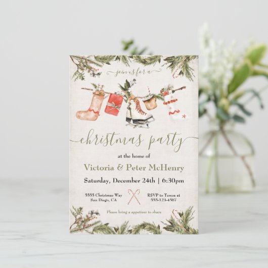 Kerstfeest Verjaardagsfeest Kledinglijn Kaart (Staand voorkant)