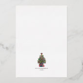 Kerstfeest Versierde Kerstboom Goud Folie Uitnodiging (Achterkant)