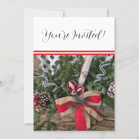 Kerstfeest Verzamelen Evergreen Pine Branches Feestdagenkaart (Voorkant)