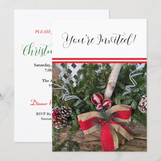 Kerstfeest Verzamelen Evergreen Pine Branches Feestdagenkaart (Voorkant / Achterkant)