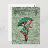  kerstfeest Victoriaans meisje collage Briefkaart (Voorkant / Achterkant)