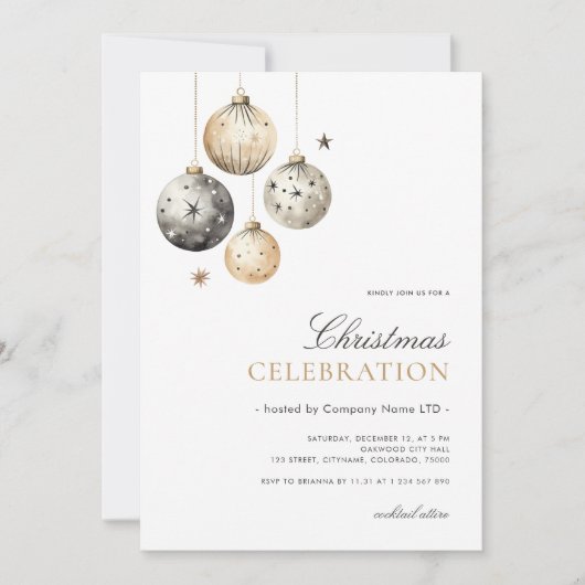 Kerstfeest Viering Bedrijfsfeest Goud Kaart (Voorkant)