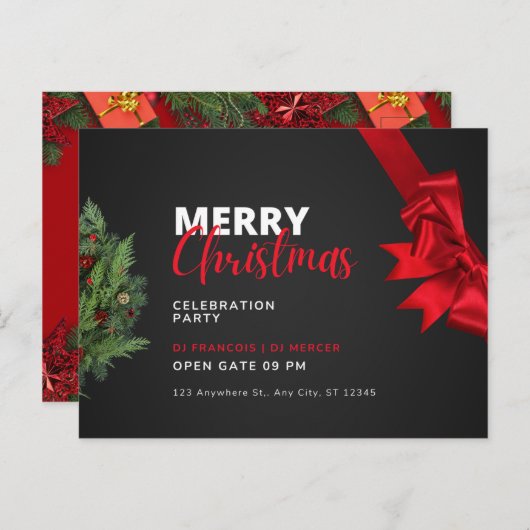 Kerstfeest Viering Feest Uitnodiging Postkaart (Voorkant / Achterkant)