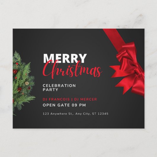 Kerstfeest Viering Feest Uitnodiging Postkaart (Voorkant)