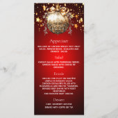 Kerstfeest viering rood gouden kerstbal diner menu (Voorkant)