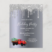 Kerstfeest viering zilver glitter vrachtwagen uitn briefkaart (Voorkant)
