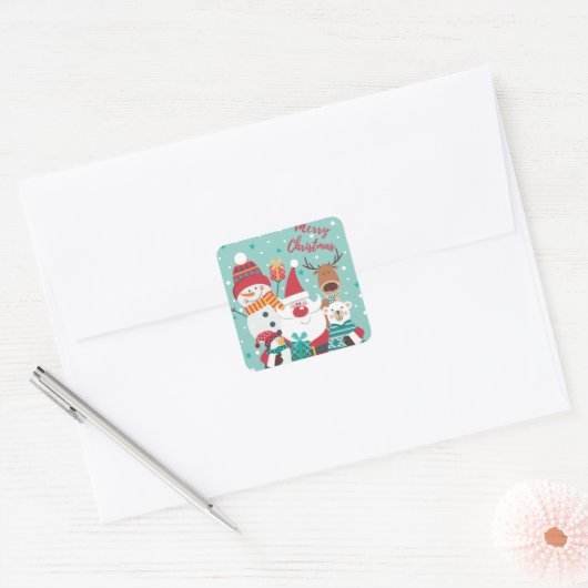 kerstfeest vierkante sticker (Envelop)
