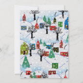 Kerstfeest Village Snowmen Couple Schaats Red Kaart (Achterkant)