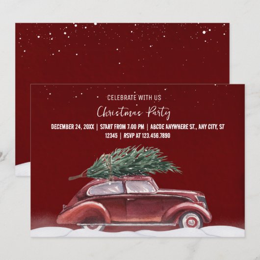 Kerstfeest Vintage auto Kaart (Voorkant / Achterkant)
