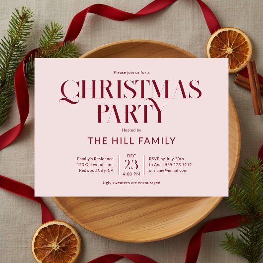 Kerstfeest Vintage Elegant Rood Kaart