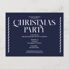 Kerstfeest Vintage Elegante blauwe Uitnodiging