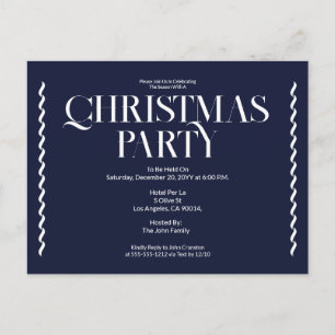 Kerstfeest Vintage Elegante blauwe Uitnodiging