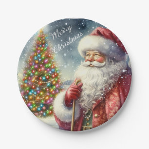 Kerstfeest Vintage Sinterklaas Papieren Bord