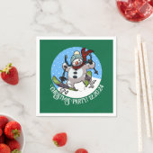 Kerstfeest Voeg de datum toe Skiing Snowman Servet (Insitu)