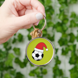 Kerstfeest Voetbal met Sinterklaas Pet Sleutelhanger