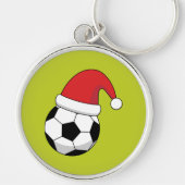 Kerstfeest Voetbal met Sinterklaas Pet Sleutelhanger (Voorkant)