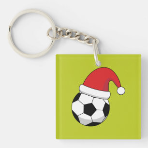 Kerstfeest Voetbal met Sinterklaas Pet Sleutelhanger
