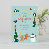 Kerstfeest voor Critters Folie Uitnodiging (Staand Voorkant)