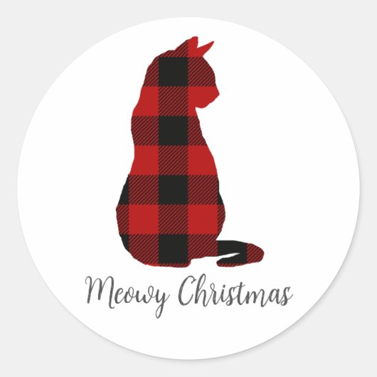 Kerstfeest voor de kat ronde sticker (Voorkant)