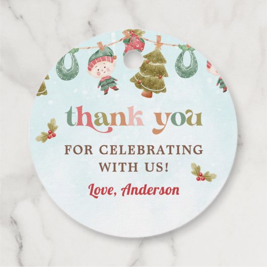 Kerstfeest voor de winter bedankjes labels (Achterkant)