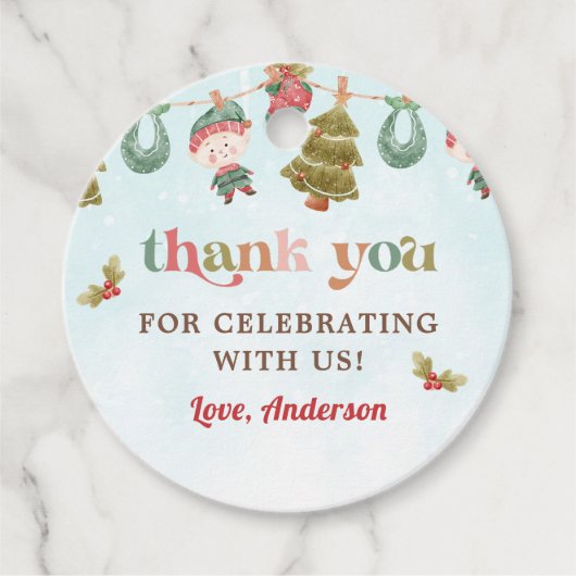 Kerstfeest voor de winter bedankjes labels (Voorkant)