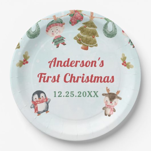 Kerstfeest voor de winter papieren bordje (Voorkant)