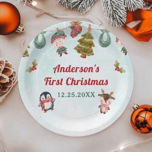 Kerstfeest voor de winter papieren bordje