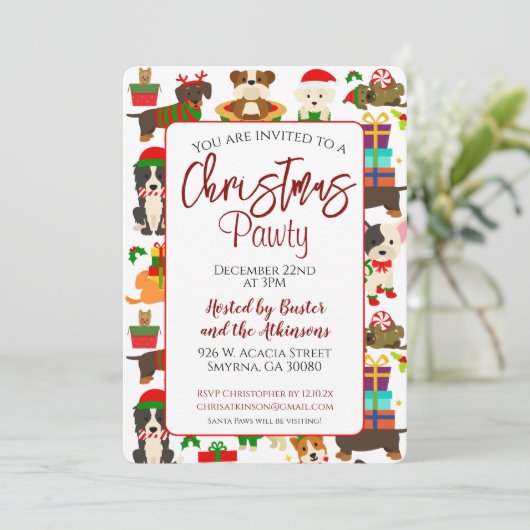 Kerstfeest voor honden, Holiday-feestje Kaart (Staand voorkant)