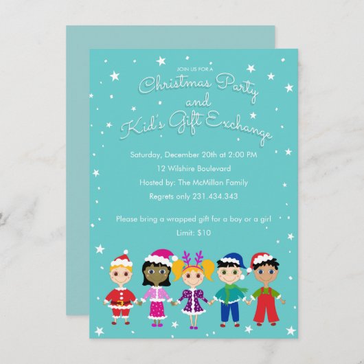 Kerstfeest voor kinderen en cadeauruil voor Kind Kaart (Voorkant / Achterkant)